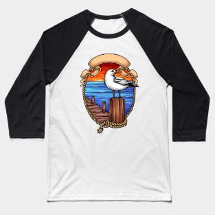 Ocean Bird Art Illustration Baseball T-Shirt